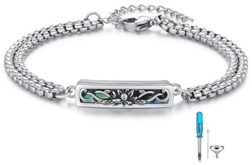 REDSUN Lotus Urnen Armband 925 Sterling Silber Urne Armreifen für Asche Memorial Keepsake Kremation Memorial Urne Armband Einäscherung Asche Schmuck Geschenke für Frauen