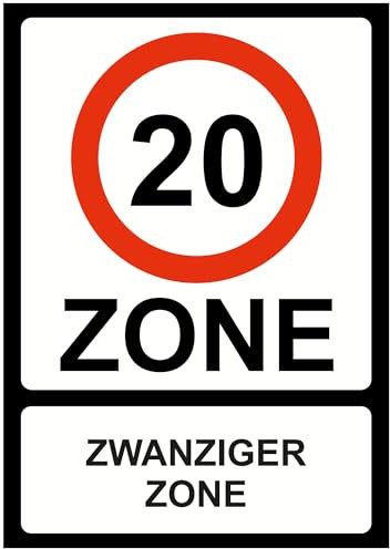 Indigos UG - Schild 20- Zone - 297x420 - Hotel, Firma, Schutz, KITA, Arzt, Praxis - Sicherheit - Warnung - Aluverbundplatte 3mm, Wohnung