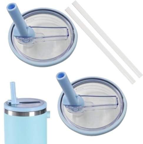 2 PCS Tumbler Flip Straw Lid Replacement Fit for Stanley Cup 40 OZ, Spill Proof Splash Resistant Cup Lid fits for Stanley Quencher Tumbler, Proof Tumbler Covers for Stanley Cup Accessories (blue)