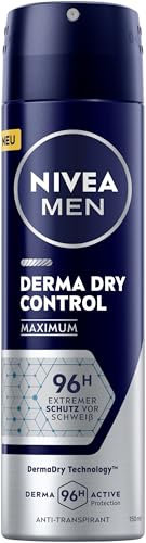 NIVEA MEN Antitranspirant, Deodorant gegen starkes Schwitzen, hautschonendes Deo Spray für 96h Schutz und ein geschmeidiges Hautgefühl, Derma Dry Control Maximum (150 ml)