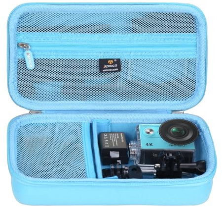 Aproca Underwater Camera Case Compatible with AKASO EK7000 4K30FPS 20MP WiFi Action Camera, Portable Storage Bag for Camera Accessories -Blue (Case Only)