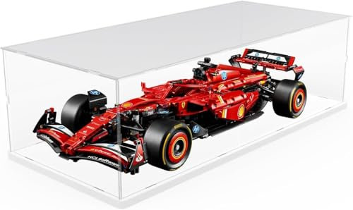 DuvinDD Acryl Vitrine kompatibel mit Lego F1 McLaren Ferrari Mercedes Red Bull–70x30x20cm Transparente Staubschutzbox mit Weißer Sockel | Maßgeschneiderte Vitrinen für die Lego Technic Formel 1 Serie