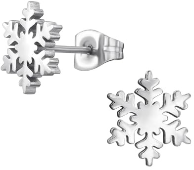 Monkimau Schneeflocke Kinder Ohrringe Chirurgenstahl | Edelstahl Hypoallergen Kinderohrringe | Mädchen Schmuck Geschenk Geschenkidee
