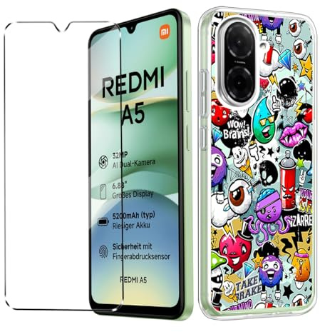 HuiYouMY hülle und panzeglas Compatible with Xiaomi Redmi A5 4G Folie, hülle silikon stoßfest Compatible with Xiaomi Redmi A5 4G schutzhülle schutzfolie schutzglas Folie handyhülle XS40