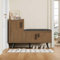 YEHTOKHOME Banc à Chaussures Moderne avec 3 Portes et étagères réglables,Meuble à Chaussures avec poignées en métal, multifonctionnelle Armoire avec Espace de Rangement (Naturel 1)