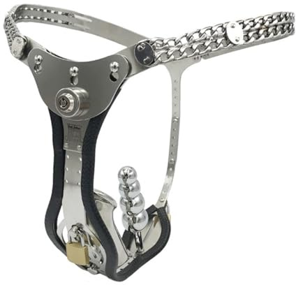 Hrekssi Stahl Keuschheitsgürtel Herren mit Unsichtbares Schloss, Unterwäsche Keuschheitskäfig Chastity Cage Male Edelstahl Peniskäfig Fesselspiele Sklaven Bondage Kostüme Sexspielzeug für Männer(Black