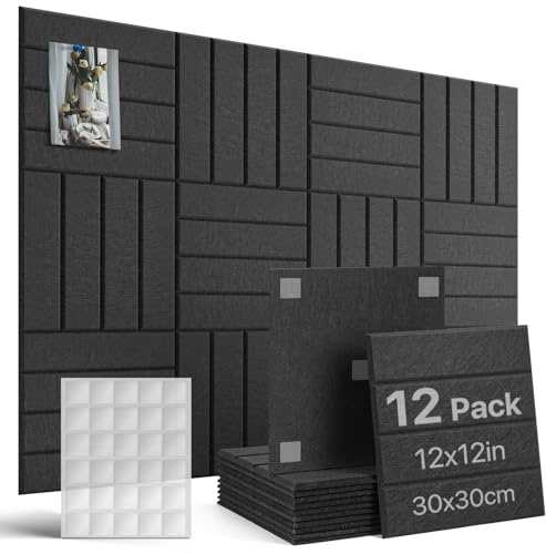 Woovio 120x90cm Tableau Liège Autoadhésif 12 Pièces, Noir