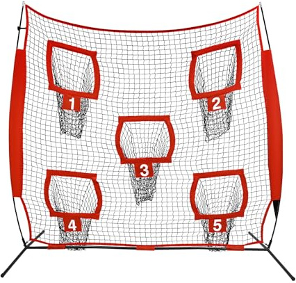 Lightakai Rugby Wurfnetz, Rugby Wurfnetz mit 5 Zieltaschen, Fußballtrainer-Wurfnetz, Trainings-Wurfziel-Übungsnetz, für Außen- und Innenbereiche für Teenager und professionelle Ballspieler 2.13x2.13m