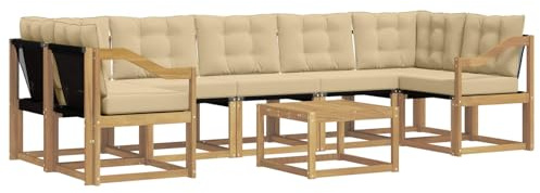 vidaXL Outdoor-Sofagarnitur mit Kissen 8 pcs Weiß und Beige, Akazienholz Garten Sofa Set, modernes Möbel, langlebige Terrasse Sitzgelegenheiten, Entspannung für deinen Hinterhof