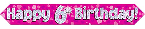 Oaktree UK 9ft Banner Happy 6th Birthday Pink