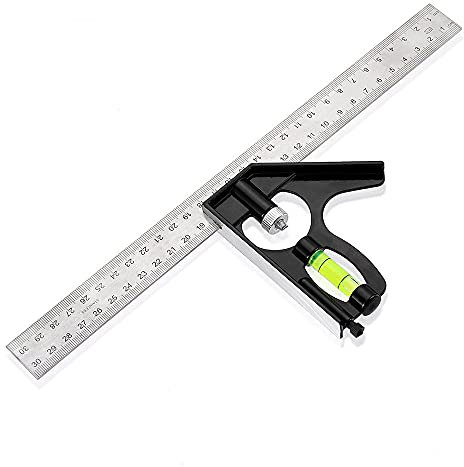 Kombination Combination Square, 300mm Universal Kombiwinkel Edelstahl Paralleles Lineal mit Wasserwaage Präziser Verstellbarer Kombinationswinkel Set für Ingenieure