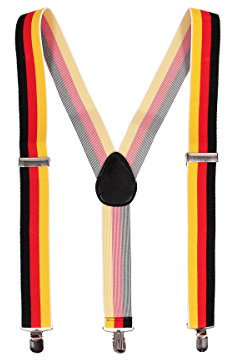 Alsino Hosenträger Deutschland EM WM Fanartikel mit 3-Clips in der Y-Form schwarz rot gold 00/0759