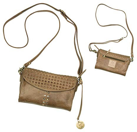 GILDE Bull & Hunt Handtasche Clutch-Echtleder braun abnehmbarer Riemen 24x15 cm