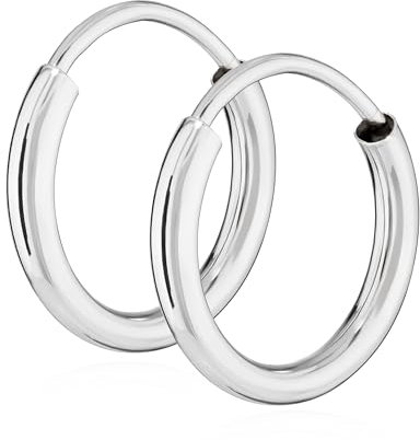 NKlaus Paar 585 Gold weißgold Creolen 13mm Ohrringe 1,9mm Stärke Ohrschmuck rund 2570