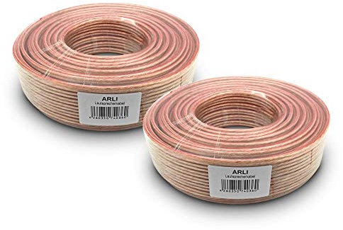 ARLI 200m (2 x 100m) Lautsprecherkabel transparent – 2x4 mm² CCA flexibel + Metermarkierung für HiFi Surround Auto Boxen 2 x 4 Lautsprecher Kabel