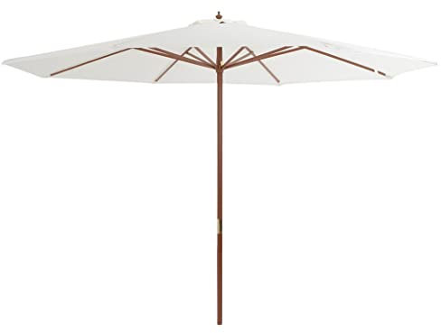 vidaXL Sombrilla de Exterior con Palo de Madera Blanco Arena 350 cm
