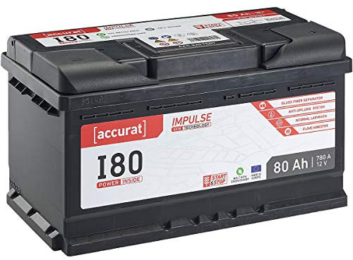 Accurat EFB Batterie I80-12V, 80Ah, 780A, Impulse, wartungsfrei - Autobatterie, Starterbatterie, Start-Stop Batterie für SUV, PKW, Lieferwagen