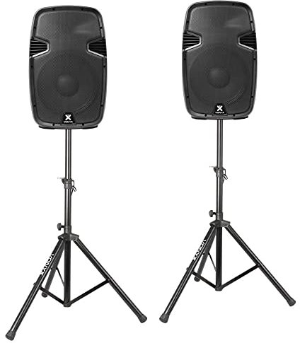 Vonyx SPJ-1200A - Conjunto de Altavoces Activos de 12 y 1200 W con Soportes y Bolsa de Transporte. Sonido Potente, fácil instalación y Ideal para DJ, Eventos en Vivo, presentaciones y Karaoke.
