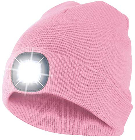 Velamp Unisex Lighthouse Mütze mit LED-Licht vorne, 100 Lumen, wiederaufladbar, waschbar. für Camping, Joggen, Arbeit, Rosa, Einheitsgröße
