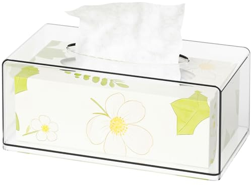 Cq acrylic Taschentuchspenderbox aus transparentem Acryl, rechteckiger Servietten-Organizer, transparenter Kunststoff-Trockner-Behälter, Servietten-Organizer für Badezimmer, Küche, Zuhause, rechteckig