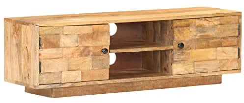 vidaXL Mangoholz Massiv TV Schrank 2 Türen 2 Regale Lowboard TV Möbel Sideboard Fernsehtisch Fernsehschrank HiFi-Schrank 116x30x35cm