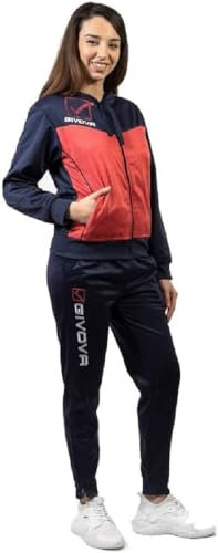 GIVOVA TUTA VISA MELANGE CON CAPPUCCIO POLARFLEECE BLU/ROSSO MELANGE Tg. 2XL