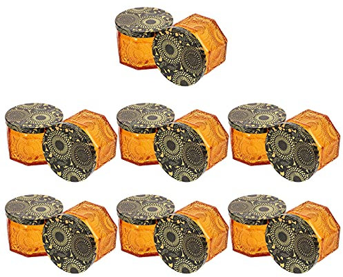 Healifty 14pcs Embossed Glass Candle Jars Container with Tin Lids Mason Jars Candle Holder Can Storage Case for Candle Making DIY Craft Tea Candy Sugar Spices Amber