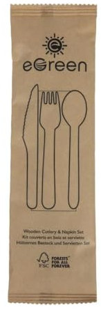 Kit cubierto 4 en 1 – Juego de 50 unidades – Madera reciclable