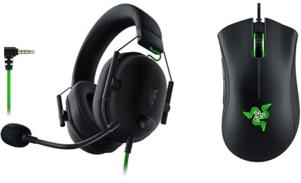 Razer BlackShark V2 X - Auriculares Gaming (Auriculares con Cable con Controlador de 50 mm & DeathAdder Essential - Ratón Gaming con Sensor óptico, 6400 dpi