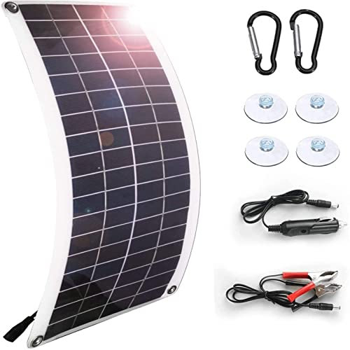 Wttfc 50W Kit Panel Solar Portátil, Panel Solar Flexible Cargador Solar Monocristalino Placa Solar Fotovoltaica Paneles Solares para Embarcaciones, Camping, Caravanas o Autocaravanas