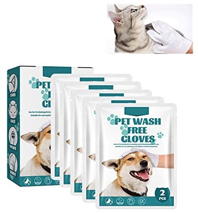 HADAVAKA Pet For Dogs & Cats Cleansing Grooming With Lno Rinse Disposable 5 Fingers Gloves, Pet Cleaning Gloves, No Cleaning, White (1 box)