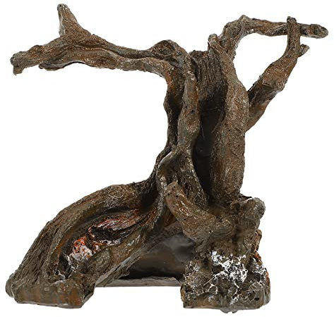 LUOZZY Aquarium Natürlicher Stamm Aquarium Baum Wurzel Modell Harz Holzzweige für Unterwasser Aquarium Dekorationen (Braun)