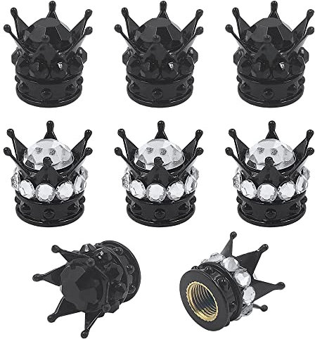 8 Stück Staubkappen für Autoreifen, AIFUDA Krone Reifen Ventilkappen Bling Auto Reifen Kappen Universal Auto Ventilkappen