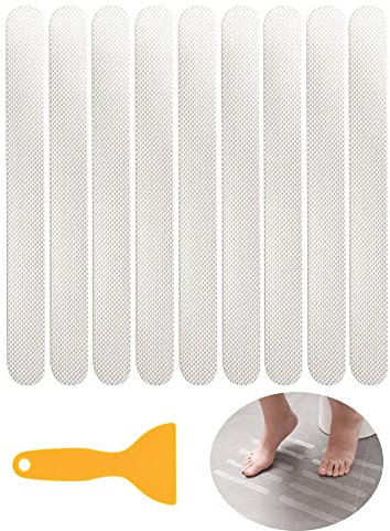 HATOOLHA 24 tiras antideslizantes, para la seguridad de la bañera, antideslizante, para el suelo de la ducha, para escaleras, piscinas, con raspador (transparente)