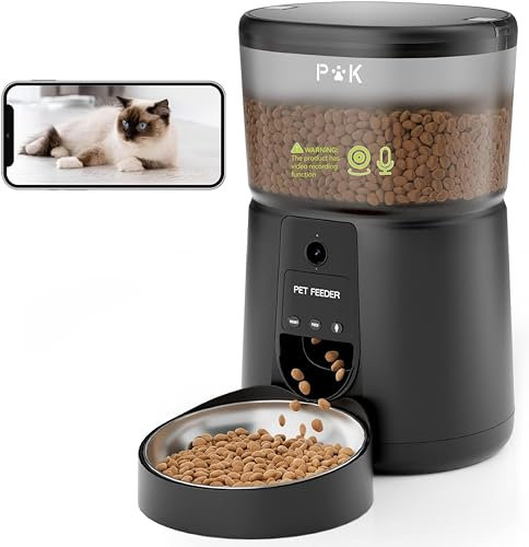 Puppy Kitty Futterautomat Katze, 2,4 G WLAN Automatischer Futterspender Katze mit APP Video Audio, Katzenfutter Automat mit Edelstahlnapf, 1-8 Mahlzeiten pro Tag