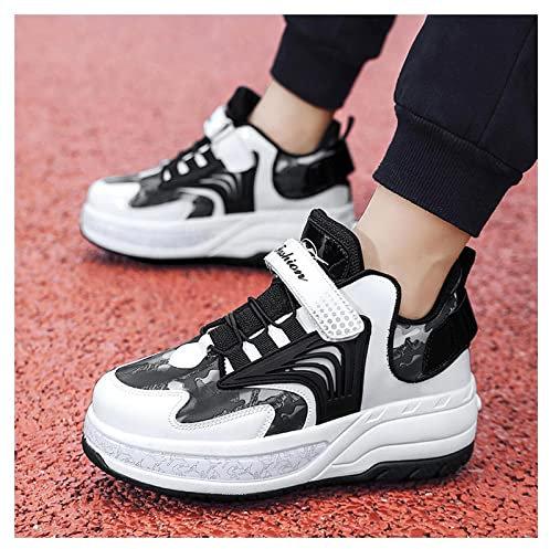 Rollschuhe Outdoor Sportschuhe Kinder Skateboardschuhe Mit Rollen Turnschuhe Jungen Mädchen Schuhe mit Rollen,Black-39
