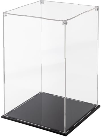 Cliselda Vitrine Acrylique avec Base Noire, Assemblage Vitrine Exposition Transparent, Vitrine Figurine, Vitrine pour Figurines, Jouets, Objets de Collection (20x20x30cm)