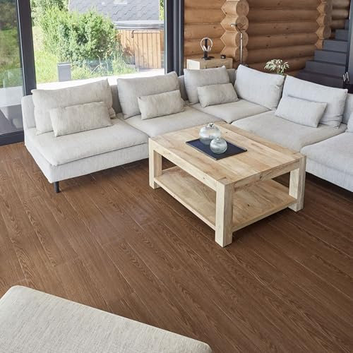Self Adhesive Floor Planks - 36 Planks Pack Covering 53.8 Sqf / 5sqm | Each Stick On Tile Plank Measures 5.9x35.9in (91.4x15.2cm) | Peel and Stick Vinyl Flooring | Brown Wood Effect