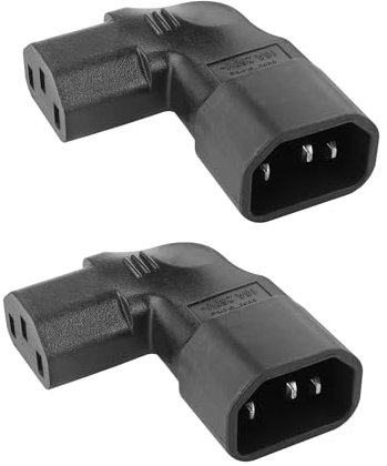 YACSEJAO C14 to C13 Power Adapter 2PCS IEC320 C14 to C13 Right Angle Power Adapter 90 Degree C14 to C13 Plug Kettle Power Extension Adapter (Left Angle)