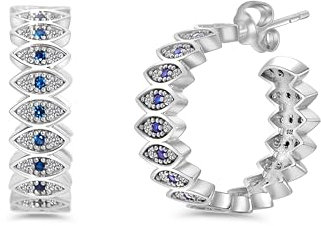 Ziva925 Vavyne - Funkelnde Creolen mit Blauen Saphir Akzenten und Zirkonia Pavé in Sterling Silber, schmuck für damen, naturinspiriert hochwertiger handarbeit, Feiner Schmuck mit Box