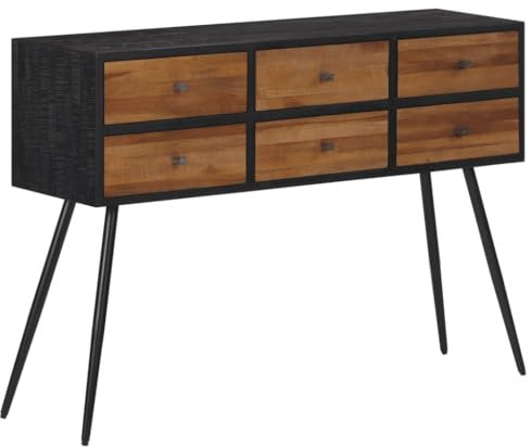 Rantry Konsolentisch mit Schubladen, 116 x 30 x 76 cm, Teakholz, Anrichte für den Boden, für Badezimmer, Ablagen, Aufbewahrungsschrank für Schlafzimmer und Büro