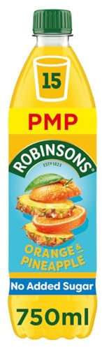 Robinsons No Added Sugar ORANGE and PINEAPPLE Squash 12 x 750ml PMP Bottles || Low Calories