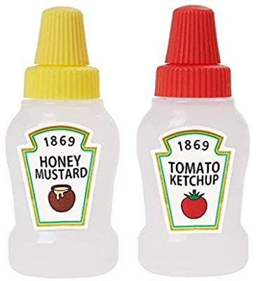 Botella de mini condimento 25 ml de botellas de ketchup de tomate, recipiente de ensalada de recipiente de portátil