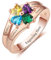 Amsgedhie Damenring mit Gravur 925 Sterling Silber Personalisierter Ring mit Edelstein und Name, Herz Zirkonia, Damenschmuck, Überraschungsgeschenk (Roségold)