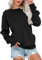VIGVAN Damen Sweatshirt Pullover Elegant Basic Langarmshirt Rundhals Baumwolle Pulli Herbst Winter Casual Oberteile Langarm Tops (Schwarz-1, XL)