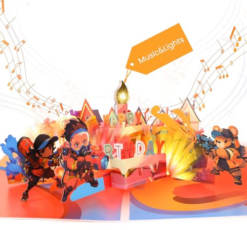 Geburtstagskarte, musikalische Geburtstagskarte für Jungen, lustige Pop-Up-Geburtstagskarte mit Licht für Kinder, Happy Birthday Karte, Geschenk für Jungen, Mädchen, Enkelin, Enkel, Sohn, Tochter,