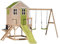 Wendi Toys M28L-K Kinderspielhaus Outdoor mit Schaukelgestell, Rutsche & Matschküche, FSC Holz, Grün, 330 x 405 x 242 cm – Abenteuer & Kreativität im eigenen Garten