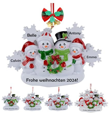 Personalisierte Weihnachtsanhänger mit 2/3/4/5/6/7/8 Familiennamen und Text - 2024 Kunstharz-Weihnachtsbaumschmuck Personalisierte Weihnachtskugeln Familie Individuelle Geschenke