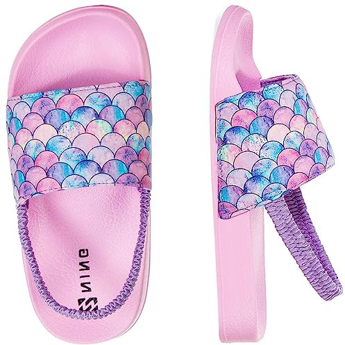Torotto Unisex-Kinder Badeschlappen Sommer Flache Hausschuhe Badesandalen rutschfest Schlappen Badeschuhe(30 EU Fischschuppe-Rosa)
