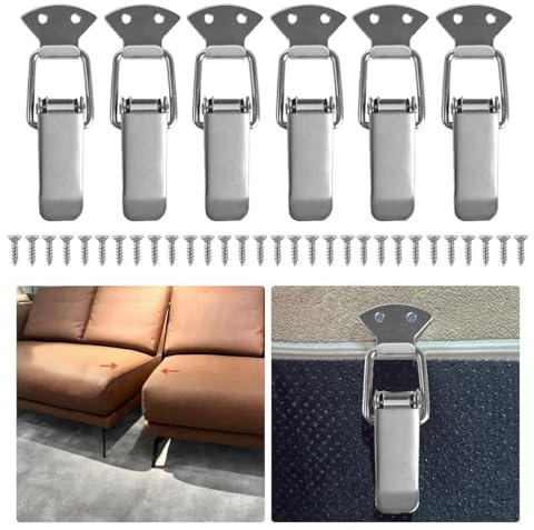 nsgglecher Confezione da 6 connettori componibili per divano con viti, staffa di collegamento per divano componibile, clip per divani, connettori per mobili componibili